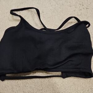 Zenana Strappy Ribbed Padded Bralette – Black, Small